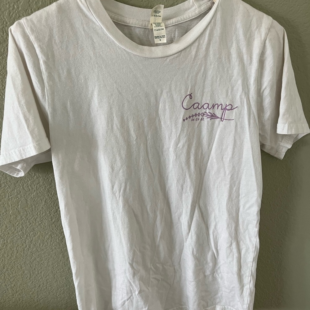 White T-Shirt with Purple Band Logo
